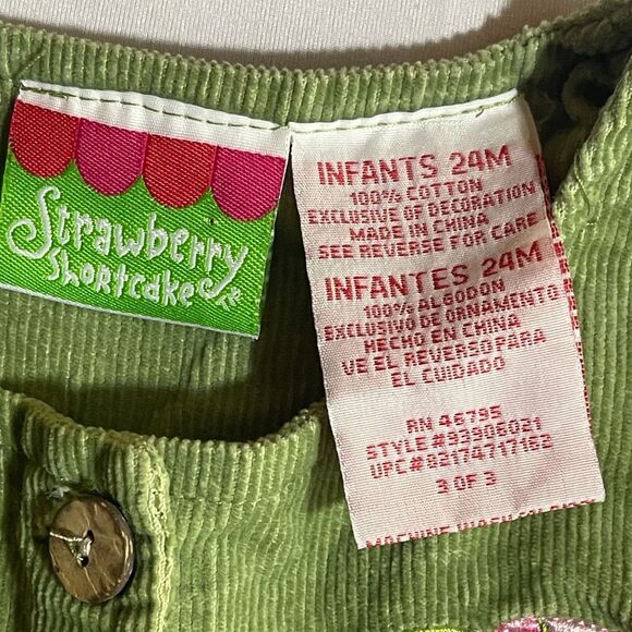 RARE VTG Strawberry Shortcake Jacket Size 24M Months Long Sleeve Green Corduroy - Picture 5 of 6